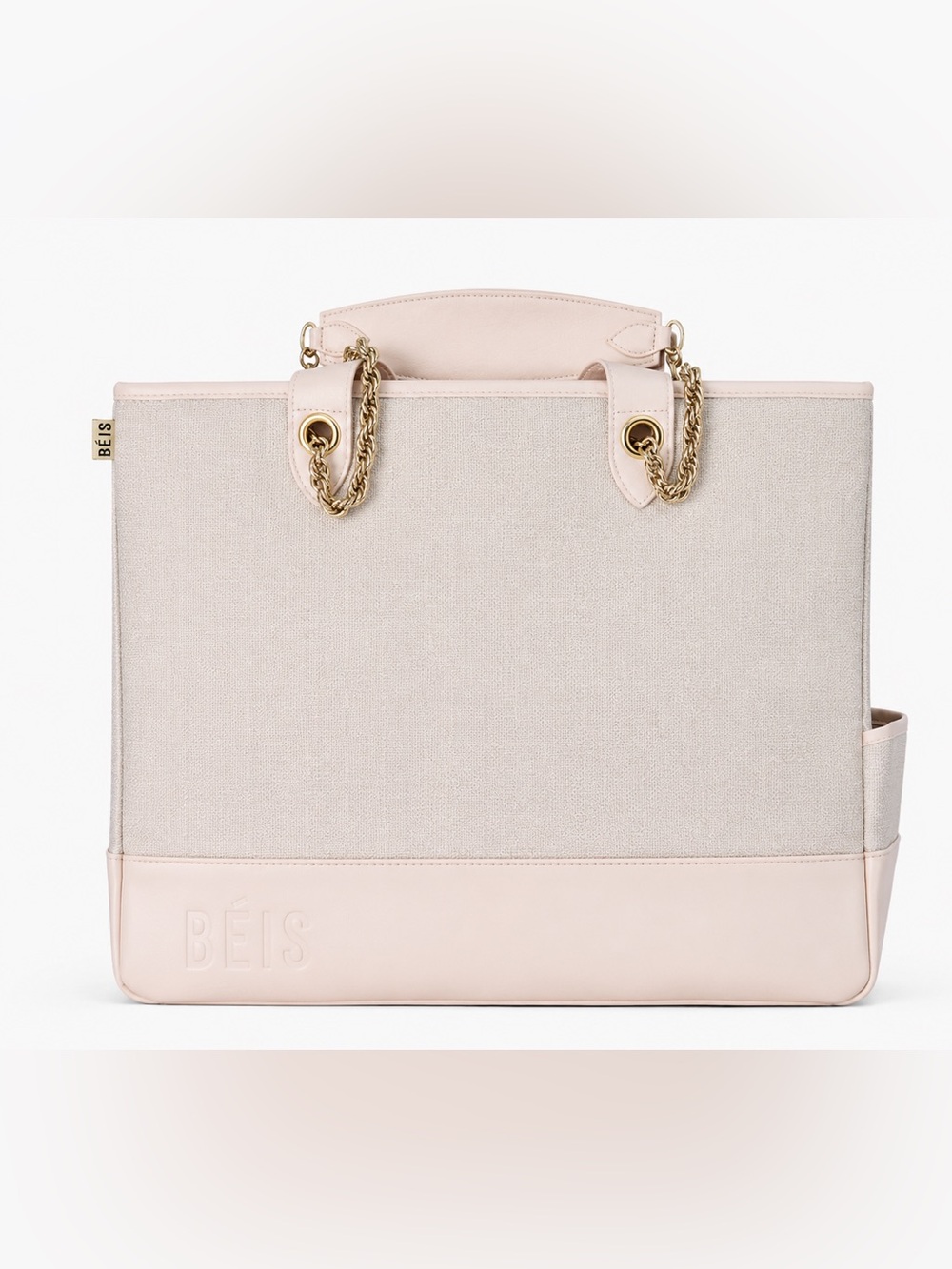 Rare BÉIS Sakura Pink Woven Everyday Tote Travel Bag Pouch Strap